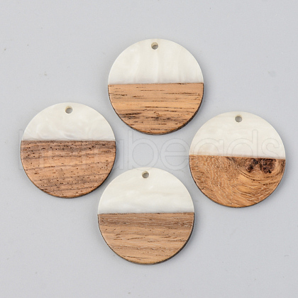 Opaque Resin & Walnut Wood Pendants RESI-S389-025A-C04-1