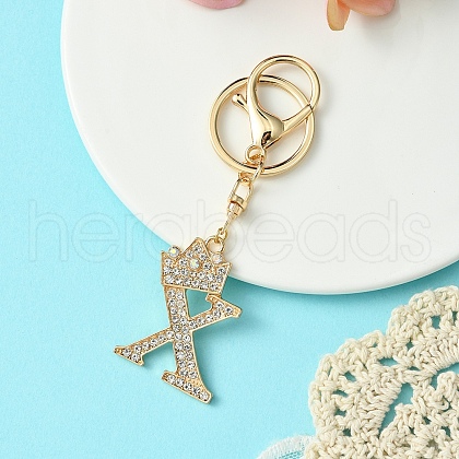 Golden Alloy Rhinestone Keychain KEYC-YW00105-24-1