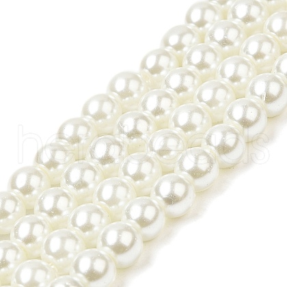 10 Strands Baking Painted Pearlized Glass Pearl Round Bead Strands HY-SZ0001-02B-03-1