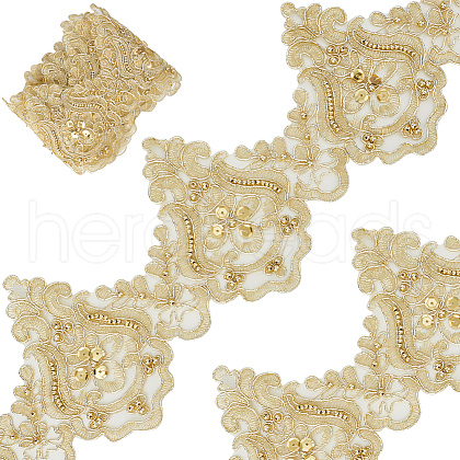 3 Yards Polyester Embroidery Flower Ribbon OCOR-WH20001-86B-1