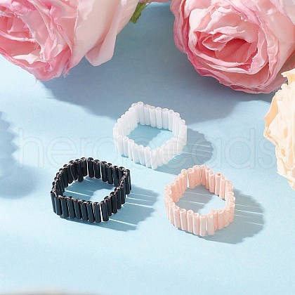 Glass Bugle Finger Rings for Women RJEW-JR00905-1