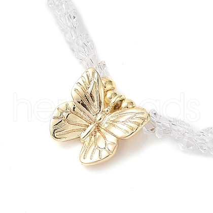Brass Butterfly Pendant Natural Pearl Necklaces NJEW-L119-05G-1