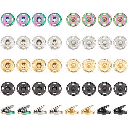 Unicraftale 40 Sets 4 Colors 202 Stainless Steel Snap Buttons BUTT-UN0001-18-1