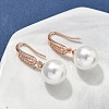 Round Brass Micro Pave Clear Cubic Zirconia Dangle Earrings EJEW-D318-01RG-3