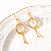 Elegant and Stylish Brass Flat Round Tassel Hoop Earrings IA0853-4