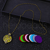 Alloy Hollow 4 Heart Diffuser Locket Pendant Necklaces with Colorful Plush Aromatherapy Pads Inside CR9421-3