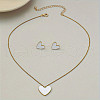Heart Alloy Enamel Pendant Necklaces & Stud Earrings Sets FS-WGC1033-03-1