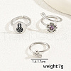 3Pcs 3 Styles Brass Pave Lilac Cubic Zirconia Flower Leaf Pineapple Open Cuff Toe Rings Sets for Women HC0924-5