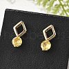 Rhombus & Flat Round Brass Micro Pave Cubic Zirconia Stud Earrings for Women EJEW-G428-20G-01-2