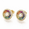 Brass Micro Pave Colorful Cubic Zirconia Stud Earrings EJEW-S208-050-2