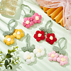 5Pcs 5 Colors Crochet Puff Flower Pendant Decorations with Adjustable Leaf DIY-FG0004-12-5
