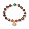 Natural Striped Agate & Tiger Eye Round Beaded Bracelets BJEW-JB11934-03-2