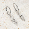 Anti-Tarnish Rhodium Plated 925 Sterling Silver Dangle Hoop Earrings RO4900-2-2