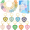 Alloy Enamel Heart Pendant Decorations HJEW-SC00048-1