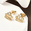 Brass Micro Pave Clear Cubic Zirconia Stud Earrings EJEW-D323-03G-2