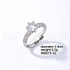 Mother's Day Rings Flat Round Platinum Brass Adjustable Ring with Cubic Zirconia EG7863-9-1