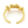 Flower Rack Plating Brass Micro Pave Cubic Zirconia Open Cuff Rings for Women RJEW-N047-01G-05-RS-3