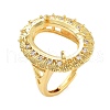 Rack Plating Oval Brass Micro Pave Cubic Zirconia Adjustable Ring Components KK-Q819-14G-1
