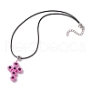 Glass Seed Beads & Synthetic Blue Goldstone Beaded Cross Pendant Necklaces NJEW-MZ00103-05-4
