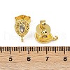 Brass Micro Pave Clear Cubic Zirconia Stud Earring Findings KK-S530-01G-4
