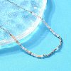 Faceted Round Natural Sunstone Beaded Necklaces NJEW-A045-05P-3