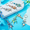 7Pcs Synthetic Turquoise & Alloy Keychain KEYC-TAC00042-6