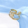 304 Stainless Steel with Rhinestone Adjustable Cuff Rings RJEW-Q020-09G-5