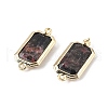 Natural Rhodonite Faceted Rectangle Connector Charms G-H323-04G-01-2
