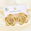 304 Stainless Steel Flower Stud Earrings EJEW-M073-16G-1