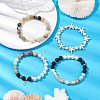 Natural Lava Rock with Natural Flower Amazonite with Synthetic Turquoise with 304 Stainless Steel Beads Bracelets BJEW-JB10519-2