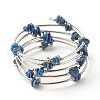 5-Loop Natural Lapis Lazuli Chip Beaded Wrap Bracelets for Women BJEW-JB01517-10-2