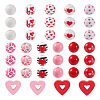  180Pcs 13 Styles Valentine's Day Spray Painted Natural Wood Beads WOOD-TA0002-01-2