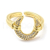 Brass Micro Pave Cubic Zirconia Open Cuff Ring RJEW-C033-09G-2