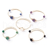 Natural Gemstone Round Beaded Bangle BJEW-JB07816-1