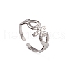 304 Stainless Steel Cross & Infinity Open Cuff Rings for Women RJEW-G285-11P-1