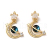 Moon & Star Rack Plating Brass Micro Pave Cubic Zirconia Pendants KK-C037-08G-1