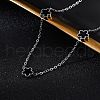 304 Stainless Steel & Imitation Black Shell Flower Link Chain Necklaces NJEW-R026-25P-3