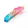 Electroplate Natural Quartz Crystal Pendants PALLOY-JF00741-02-3
