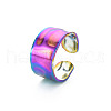 Rainbow Color 304 Stainless Steel Hammered Cuff Ring RJEW-N038-045M-3
