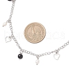 Natural Black Agate(Dyed & Heated) & Natural Pearl & 304 Stainless Steel Heart Tassel Curb Chain Necklaces NJEW-JN05342-3