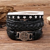 Braided Imitation Leather Cord Bracelets for Men PW-WG8BEF8-06-1