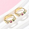 Rhombus with Round Brass Micro Pave Colorful Cubic Zirconia Hoop Earrings EJEW-Z102-35G-3