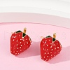 Brass Enamel Stud Earrings EJEW-F895-24B-G-2