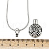 304 Stainless Steel Black Enamel Flat Round Pendant Pet Urn Ashes Necklaces NJEW-S455-09P-6