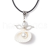 Clam Shell Pendant Necklaces NJEW-MZ00111-02-2