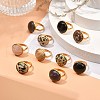 Half Round Mixed Gemstone Ring for Girl Women RJEW-JR00396-2