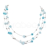 Natural White Jade 3 Layer Necklaces NJEW-JN05051-1