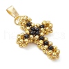 2Pcs 2 Styles 3D Glass Seed Beaded Cross Charms PALLOY-MZ00576-01-3
