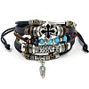 Fashionable multi-layer alloy beaded turquoise woven bracelet with simple butterfly decoration leather bracelet AO9489-4-1