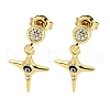Star Real 18K Gold Plated Brass Dangle Stud Earrings EJEW-L269-107G-02-1